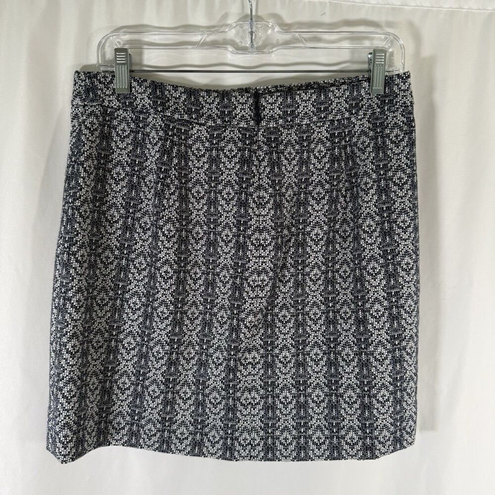 J Crew Mini Skirt Women's 4 Blue WHite Knit Zip Back Lined Cotton Blend - Picture 7 of 10